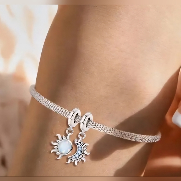 Silver Sun and Moon Charms - Picture 6 of 7